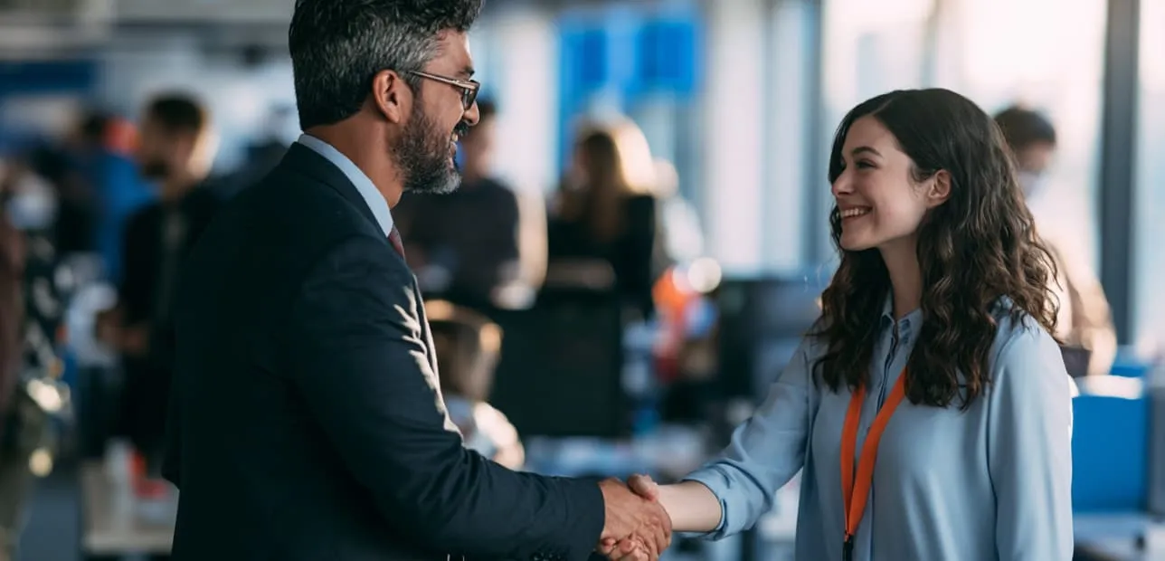 Two business people shaking hands